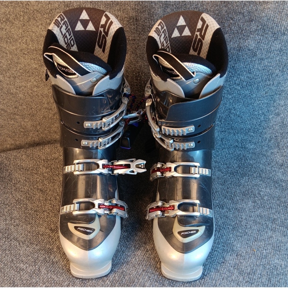 Fischer Somatec Rapid Slide Gray Men's Alpine Ski Boots 4 Buckle Size 28.5 Italy